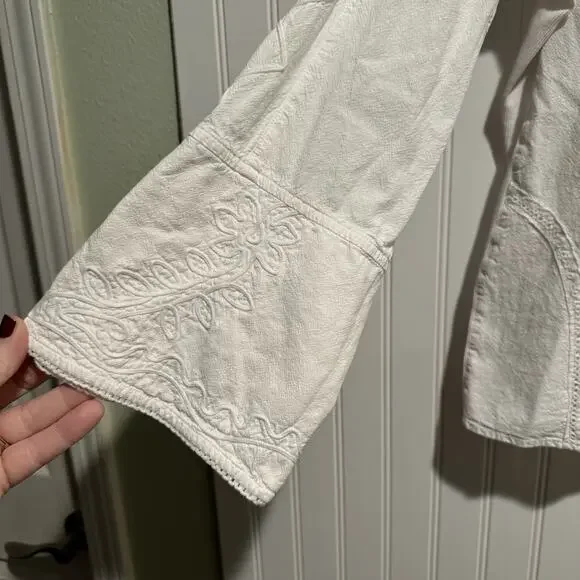 Soft Surroundings White Embroidered Boho Blouse Bell Sleeves Peruvian Cotton 1X - Picture 3 of 10